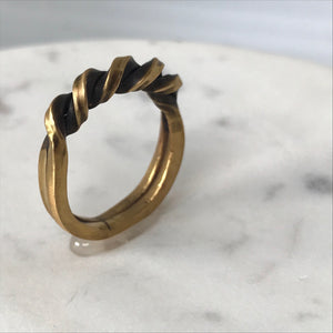 Brass double twist ring - Size 7