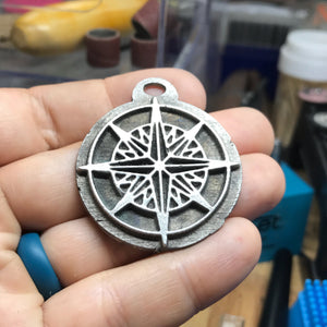 Pewter Compass Rose Pendant.
